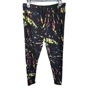 LuLaRoe Leggings Tall & Curvy Black Rainbow Spiral Tie Dye Print